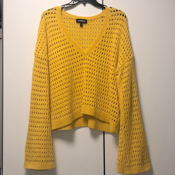Express Tops - Express Yellow Open Stitch Top